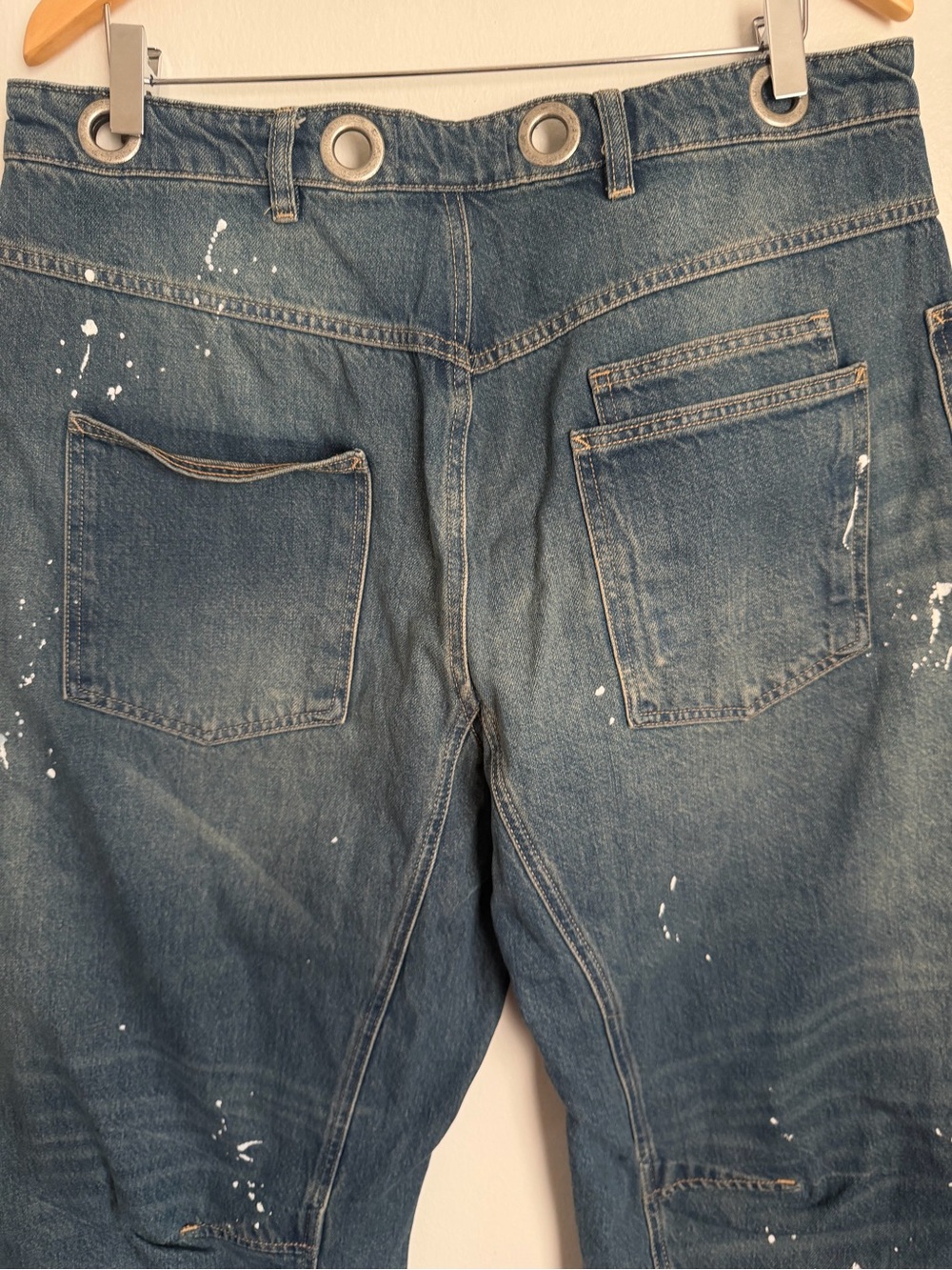 We The Free FP Moxie Mid Rise Barrel Jeans Timeless Blue Women Size 32 Wide Leg - Picture 12 of 12